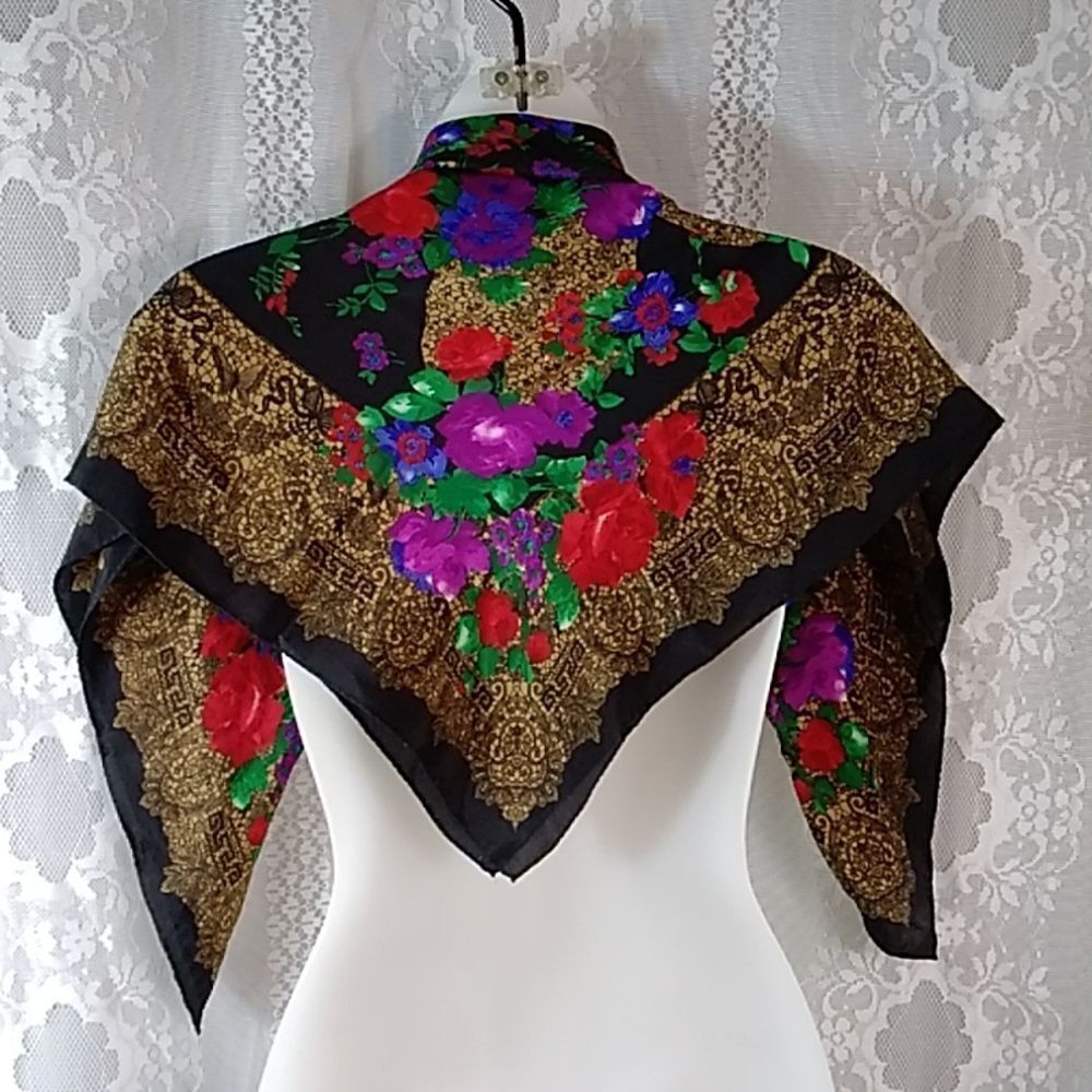 Vintage Silk 100% Women Scarf Size 30x30